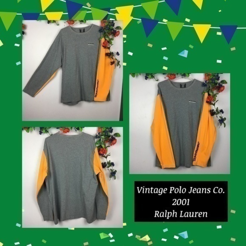 Vintage POLO JEANS CO. RALPH LAUREN Long Sleeve Tee Top Shirt XXL